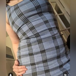 Popular Basics Blue Plaid Bodycon Mini Dress